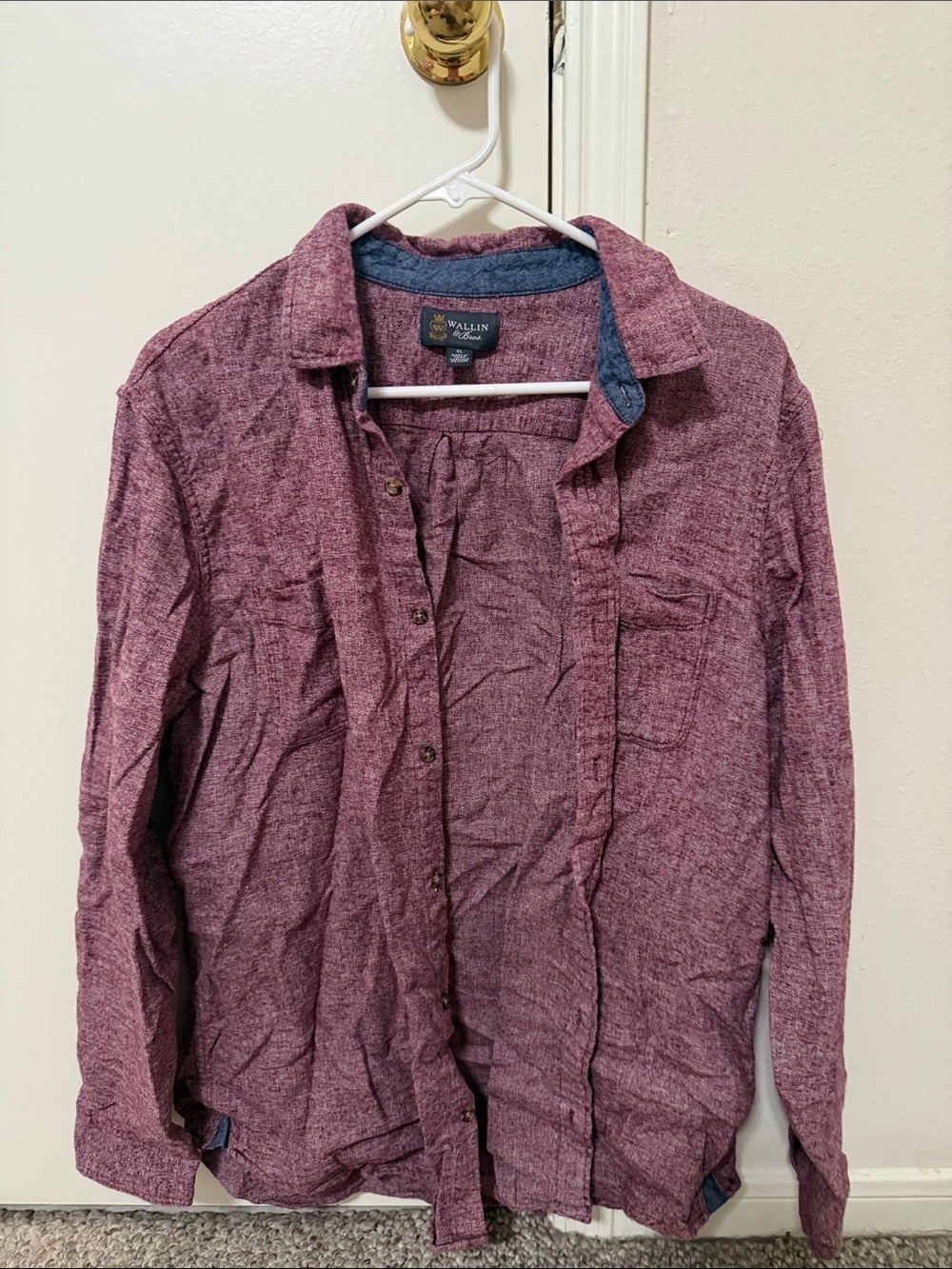 Wallin & Bros Men’s Long Sleeve Button-Up Shirt - Maroon